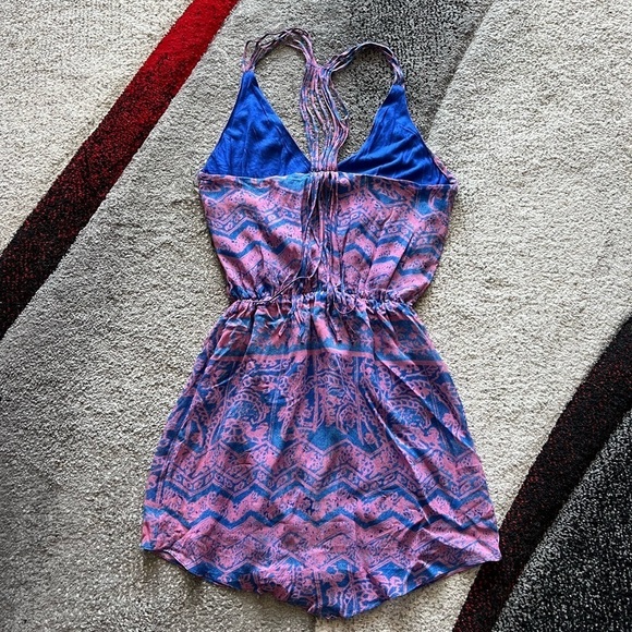 Rory Beca Silk Blue Pink Paisley Print Mini Dress - Picture 3 of 3